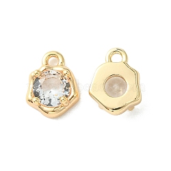 Brass Micro Pave Cubic Zirconia Charms, Irregular Shape Charm, Real 18K Gold Plated, Clear, 9x7x3mm, Hole: 1.4mm(KK-L208-10G-07)
