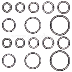 Elite 16Pcs 8 Styles Alloy Spring Gate Rings, for Handbag Ornaments Decoration, Ring, Gunmetal, 17~61.6x3.5~5mm, Hole: 10~50mm, 2pcs/style(FIND-PH0007-80B)