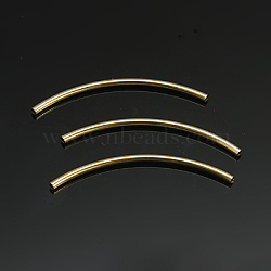 Yellow Gold Filled Curved Tube Beads, Curved Tube Noodle Beads, 1/20 14K Gold Filled, Cadmium Free & Nickel Free & Lead Free, 34x1.5mm, Hole: 1mm(X-KK-G150-31)