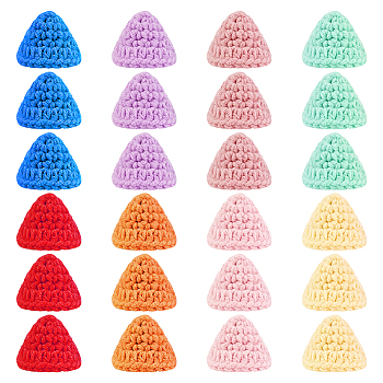 24Pcs 8 Colors Handmade Wool Woven Hat Decoration, DIY Jewelry Earring Hair Accessories Doll Craft Supplies, Mixed Color, 33x51x9mm, 3pcs/color