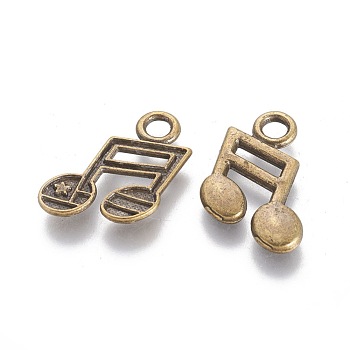 Tibetan Style Alloy Pendants, Cadmium Free & Nickel Free & Lead Free, Musical Note, Antique Bronze, 19x13x1.5mm, Hole: 3mm