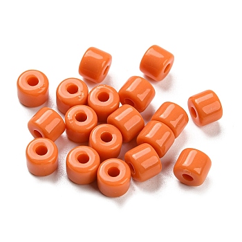 Opaque Acrylic Beads, Column, Dark Orange, 6.5x5mm, Hole: 2mm, about 3000pcs/500g