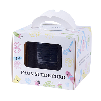 Eco-Friendly Faux Suede Cord, Faux Suede Lace, with Glitter Powder, Black, 2.7x1.4mm