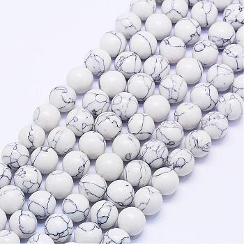 Synthetic Howlite Bead Strands, Dyed, Round, 8mm, Hole: 1mm, about 48pcs/strand, 15.74 inch