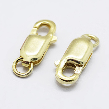 925 Sterling Silver Lobster Claw Clasps, with 925 Stamp, Golden, 10.5mm, Hole: 1mm