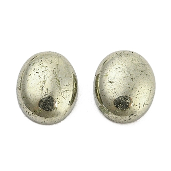 Natural Pyrite Cabochons, Oval, 12x10x4.5mm