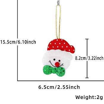 Christmas Cloth Pendant Decorations, for Christmas Tree Hanging Ornaments, Snowman, 155mm