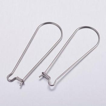 316 Surgical Stainless Steel Hoop Earrings Settings, Stainless Steel Color, 39x14x0.7mm, 21 Gauge, Pin: 0.7mm