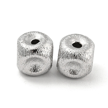Brass Textured Beads, Square, Real Platinum Plated, 8x8x8mm, Hole: 2mm