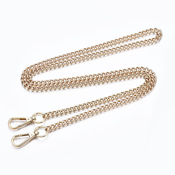 Bag Chains Straps, Iron Curb Link Chains, with Alloy Swivel Clasps, for Bag Replacement Accessories, Light Gold, 1200x7.5mm