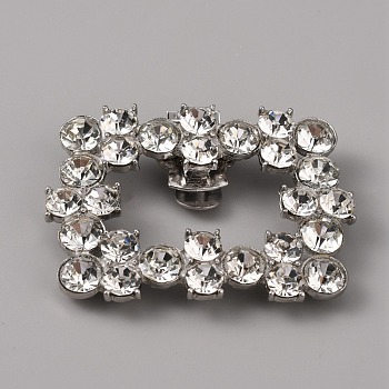 Alloy Crystal Rhinestone Shoe Decoration, Detachable Shoe Buckle Clip, Rectangle Pattern, 51.5x40x9.8mm