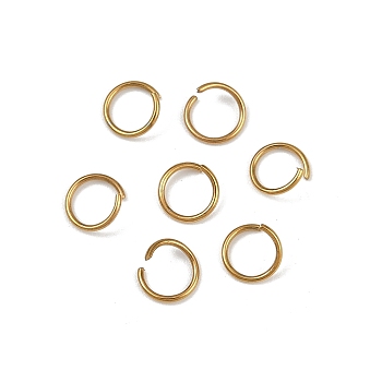 304 Stainless Steel Open Jump Rings, Ion Plating(IP), Golden, 7x0.8mm, 20 Gauge, Inner Diameter: 5.4mm