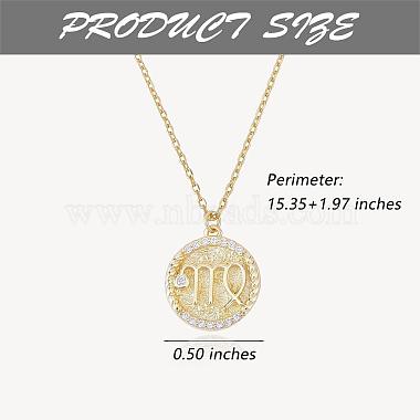925 Sterling Silver 12 Constellation Necklace Gold Horoscope Zodiac Sign Necklace Round Astrology Pendant Necklace with Zircons Birthday Jewelry Gift for Women Men(JN1089H)-2
