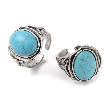 Oval Synthetic Turquoise Finger Rings