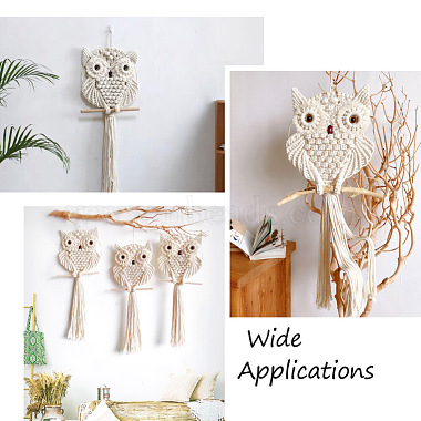 Crafans Owl Cotton Rope & Wood Beads Wind Chime Pendant(HJEW-CF0001-05)-5