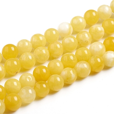 Gold Round White Jade Beads