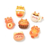 Cat Shaped Theme Opaque Resin Cabochons, Imitation Food, Mixed Shapes, Mixed Color, 17~24x17~24.5x10~12mm(RESI-F067-01)