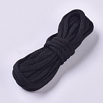 7 Strand Core Polyester Cords Rope, Solid Color, Black, 4mm, about 3m/bundle(OCOR-WH0052-31J)