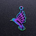 Ion Plating(IP) 304 Stainless Steel Pendants, Bird, Rainbow Color, 18.5x12x1mm, Hole: 1.5mm(STAS-Q201-JN217)