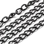Aluminium Twisted Curb Chains, Diamond Cut Chains, Unwelded, Faceted, Gunmetal, 10x6.5x1.8mm(CHA-K001-06B)