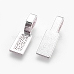 Tibetan Style Alloy Glue-on Flat Pad Bails, Rectangle, Cadmium Free & Lead Free & Cadmium Free, Silver, 26x8x1mm, Hole: 8x5mm, about 572pcs/1000g(TIBE-4710-S-RS)