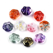 Transparent Glass Beads, Cat Paw, Gradient Color, Mixed Color, 13.5x15x8mm, Hole: 1.2mm(GLAA-N001-65)