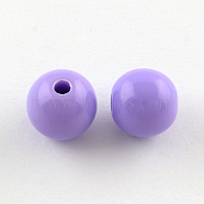 Round Opaque Acrylic Beads, Medium Purple, 10mm, Hole: 2mm(X-SACR-R866-10mm-02)