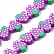 Autumn Theme Handmade Polymer Clay Bead Strands, Grape Slice, Orchid, 9~11.5x8~11x4mm, Hole: 1.6mm, about 36~40pcs/strand, 12.60 inch~12.80 inch(32~32.5cm)(CLAY-R069-01D-03)