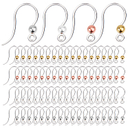 80Pcs 4 Colors Eco-Friendly Plastic Earring Hooks, with 304 Stainless Steel Beads and Horizontal Loop, Round, Mixed Color, 15.5x8x0.7mm, Hole: 1.2mm, 24 Gauge, Pin: 0.5mm, 20Pcs/color(STAS-SC0004-44)