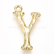 Brass Pendants, Letter Charms, Letter Y, 23.5x13.5x3mm, Hole: 1.6mm(KK-N254-218G-Y)