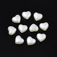 ABS Plastic Imitation Pearl Beads, Heart, Seashell Color, 8x9x5mm, Hole: 1.5mm, about 2590pcs/500g(KY-S170-02)