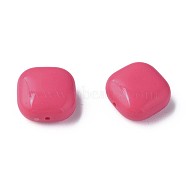 Opaque Acrylic Beads, Square, Deep Pink, 15x15x7.5mm, Hole: 1.2mm, about 375pcs/500g(MACR-S373-147-A10)