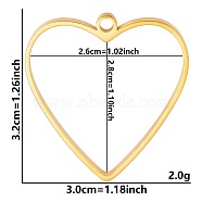 Stainless Steel Open Back Bezel Pendants, For DIY UV Resin, Epoxy Resin, Pressed Flower Jewelry, Golden, Heart, 32x30x3mm, Hole: 2.2mm(PW-WGB5BE7-21)