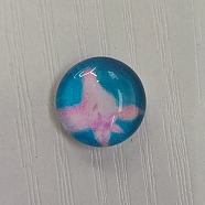 Glass Cabochons, Flat Round with Deer Pattern, Colorful, 12x4mm, 117pcs/bag(GLAA-WH0025-30I)