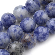 Natural Brazil Blue Spot Jasper Beads Strands, Round, 12mm, Hole: 1mm, about 34pcs/strand, 15.7 inch(G-S259-36-12mm)