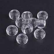 Glass European Beads, No Metal Core, Rondelle, Clear, 15x10mm, Hole: 5mm(X-GDA006-28)