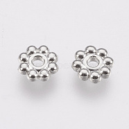 Alloy Daisy Spacer Beads, Flower, Cadmium Free & Lead Free, Platinum, 5x1.5mm, Hole: 1.8mm, about 7000pcs/1000g(TIBEB-S039-064P-RS)
