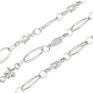 Non-Tarnish 304 Stainless Steel Link Chain, Soldered, Stainless Steel Color, Star: 10x4.5x1.8mm(CHS-H028-07C-P)