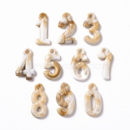 Acrylic Pendants, Imitation Gemstone Style, Number, BurlyWood, 24~25x10~14.5x3.5mm, Hole: 2.5mm, about 735pcs/500g(OACR-C011-17)