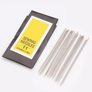 Carbon Steel Sewing Needles, Darning Needles, Platinum, 48x0.45mm, Hole: 0.3mm(E256-11)