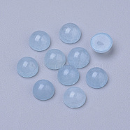 Natural White Jade Cabochons, Dyed, Half Round/Dome, Sky Blue, 6x3~4mm(G-R416-6mm-54)