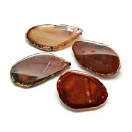 Natural Brazilian Agate Big Pendants, Dyed, Mixed Shapes, Saddle Brown, 50~75x30~50x4~7mm, Hole: 1.5mm(G-R418-65)