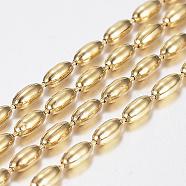 Handmade Ion Plating(IP) 304 Stainless Steel Ball Chains, with Spool, Oval, Golden, 3.5x1.5mm, about 10m/roll(10.936yards/roll)(STAS-F136-09G-10m)