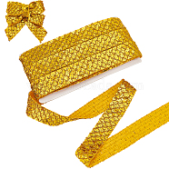 Plastic Paillette Beads, Sequins Beads, Ornament Accessories, 5 Rows Paillette Roll, Flat, Gold, 35x1mm, 12m/board(OCOR-WH0003-026B)