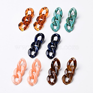 Acrylic Curb Chain Ear Studs, with 304 Stainless Steel Findings, Mixed Color, 65mm, Pin: 0.7mm(EJEW-JE03126-M)