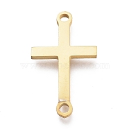 304 Stainless Steel Links Connectors, Laser Cut, Cross, Golden, 11.5x20x1mm, Hole: 1.5mm(STAS-N094-23G)