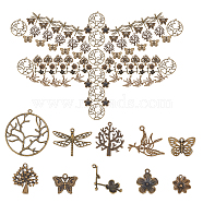 SUNNYCLUE 60Pcs 10 Styles Tibetan Style Alloy Pendants, Antique Bronze, 6pcs/style(PALLOY-SC0003-62AB)