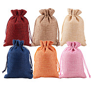 Burlap Packing Pouches Drawstring Bags, Mixed Color, 14x10cm, 5pcs/color, 30pcs/set(ABAG-BC0001-10)