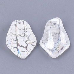 Acrylic Pendants, Crackle & AB Color, Petal, Creamy White, 25x17x4mm, Hole: 1.5mm(X-CACR-Q034-06A)