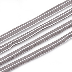 Flat Elastic Cord, with Nylon Outside and Rubber Inside, Gray, 7x2.5mm, about 100yard/bundle(300 feet/bundle)(EC-S003-08B)